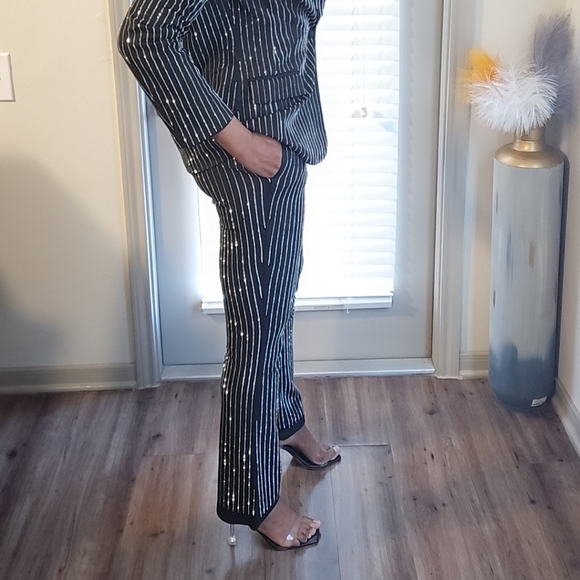 Rhinestone Pinstripe Pants - Picture 3 of 8